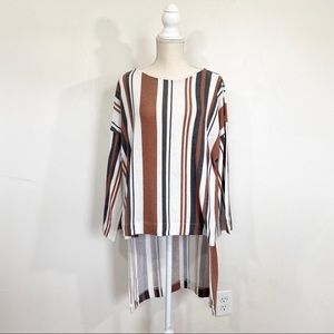 Final Touch Striped High Low Hem Sweater Size M